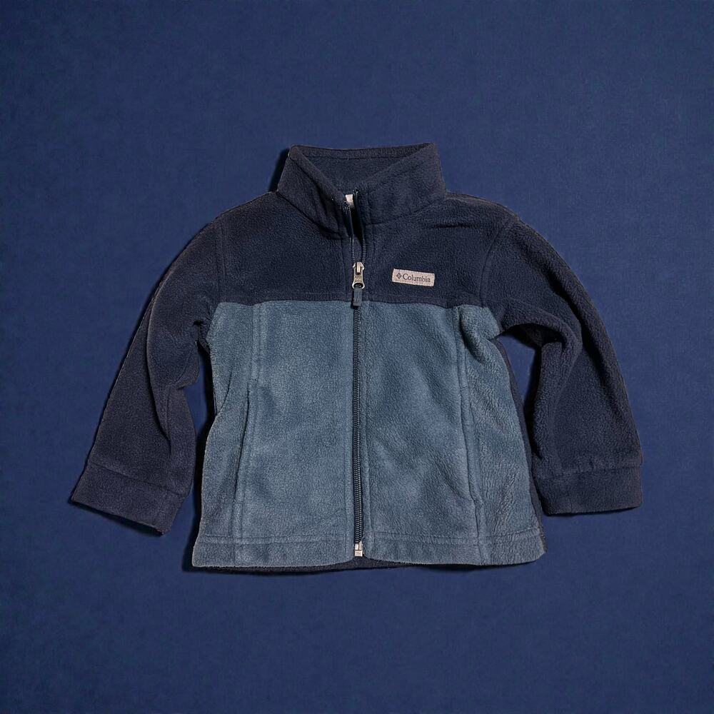 Toddler Columbia fleece zip up sweatshirt 2 tone blue 2T